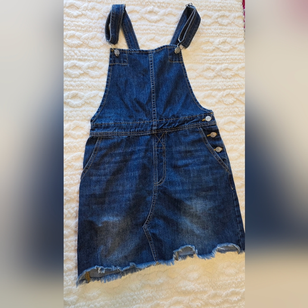 E2 Moon Phases 100% Cotton Denim Overall Dress, Small